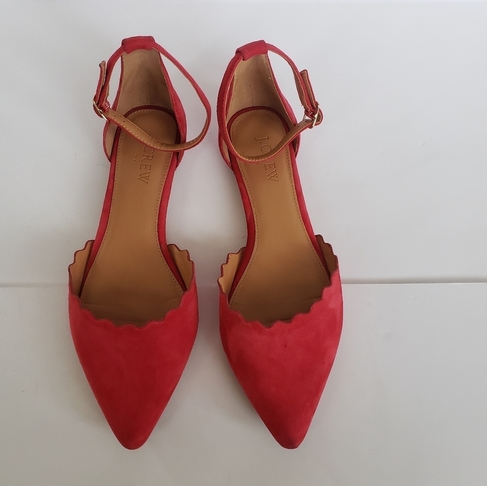 J. Crew red flats suede material - Picture 3 of 8